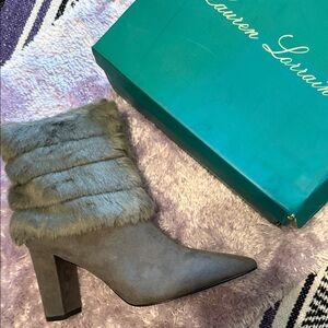 ⭐️ $20⭐️ Lauren Lorraine Gray Heeled Boots with Fur Trim size 10 & 11 available